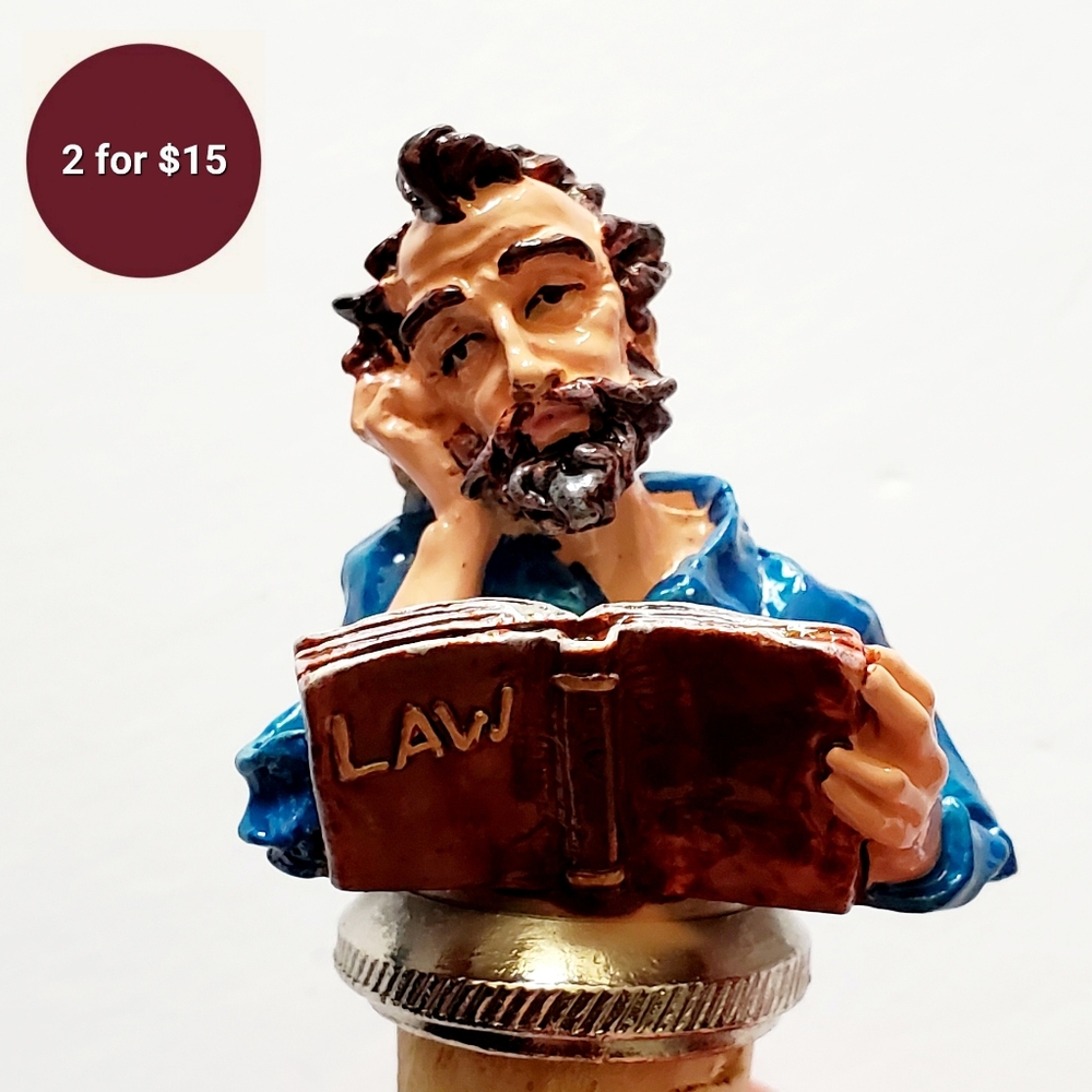 G. Esmond Hand Painted Pewter Bottle Stopper - Lawyer